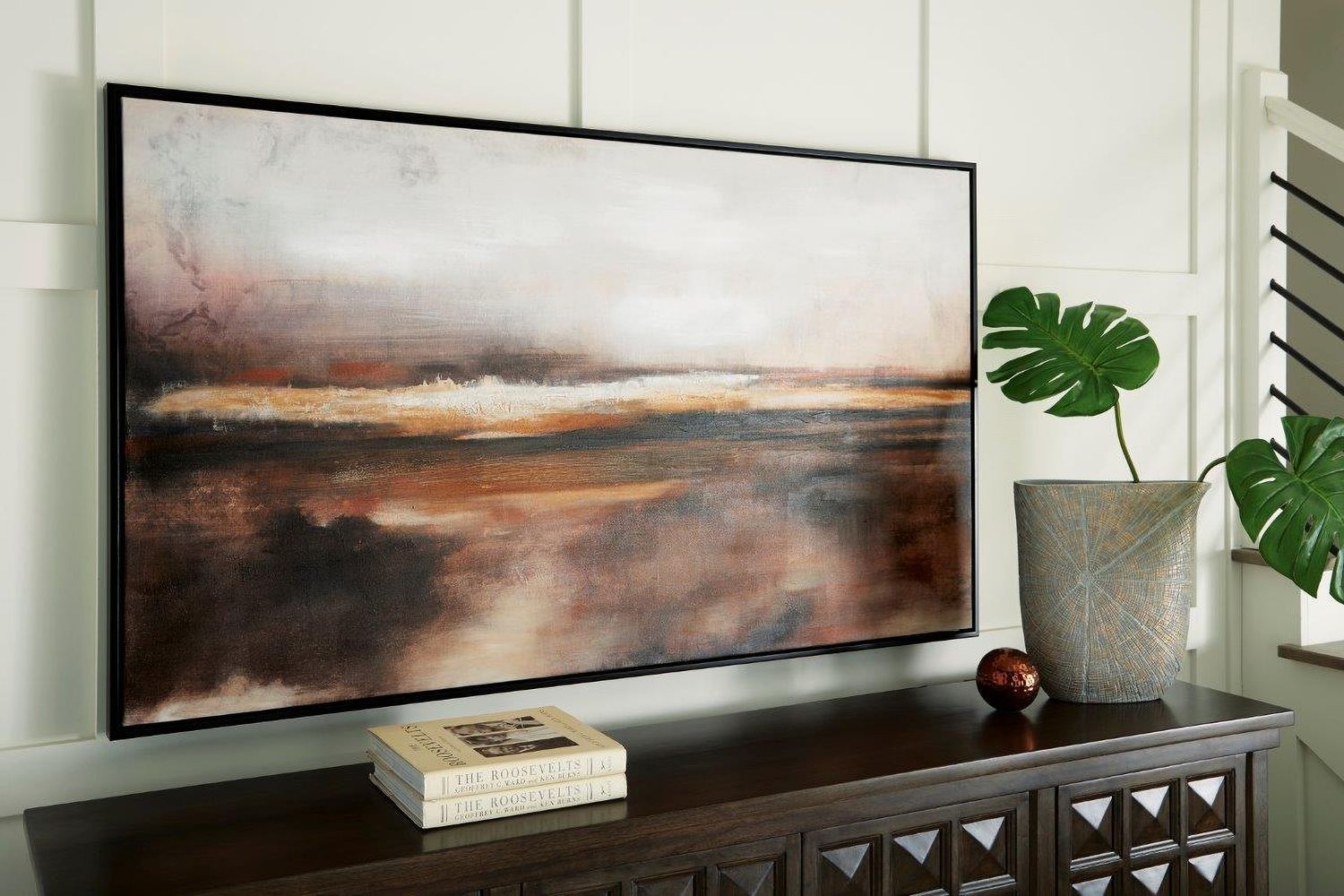 Drewland Black And Brown And Orange Wall Art A8000375