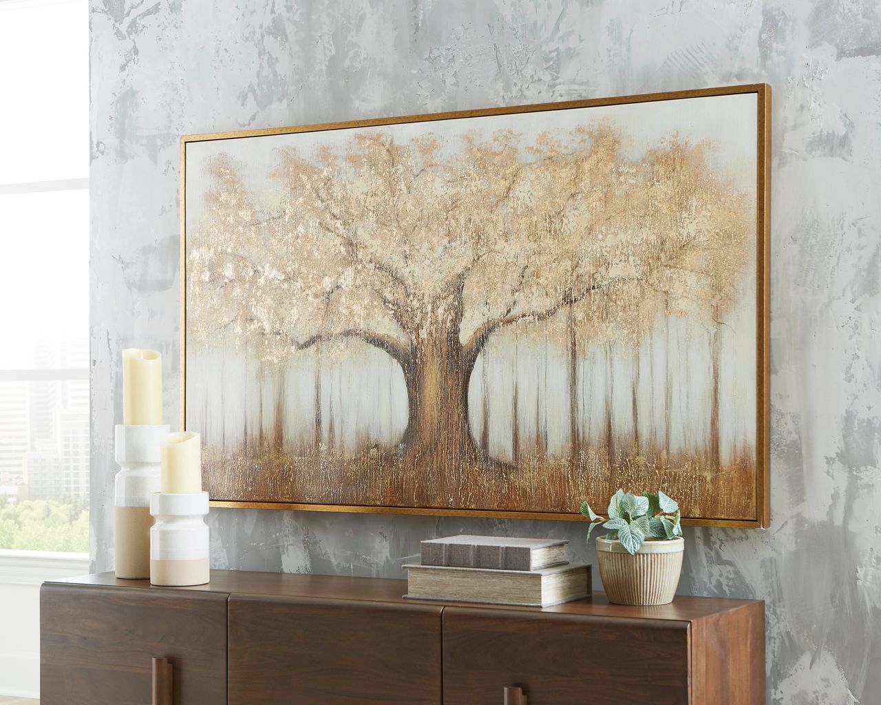 Dalewick Wall Art In Brown/Gray/Gold A8000448