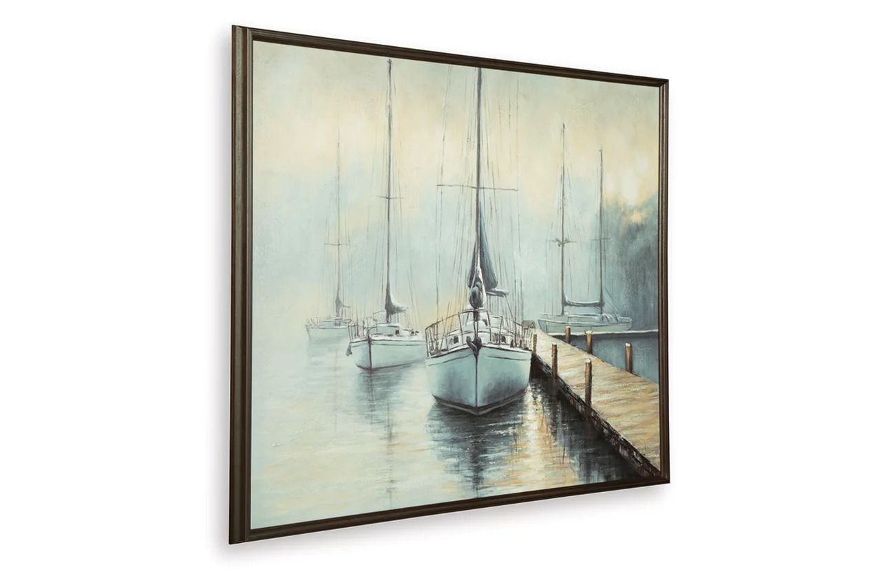Worthney Wall Art In Blue/White/Brown A8000457