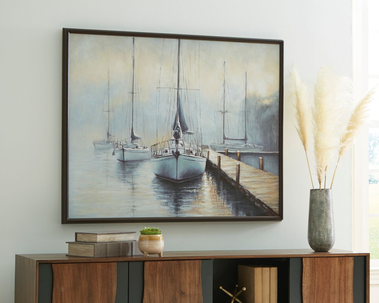 Worthney Wall Art In Blue/White/Brown A8000457