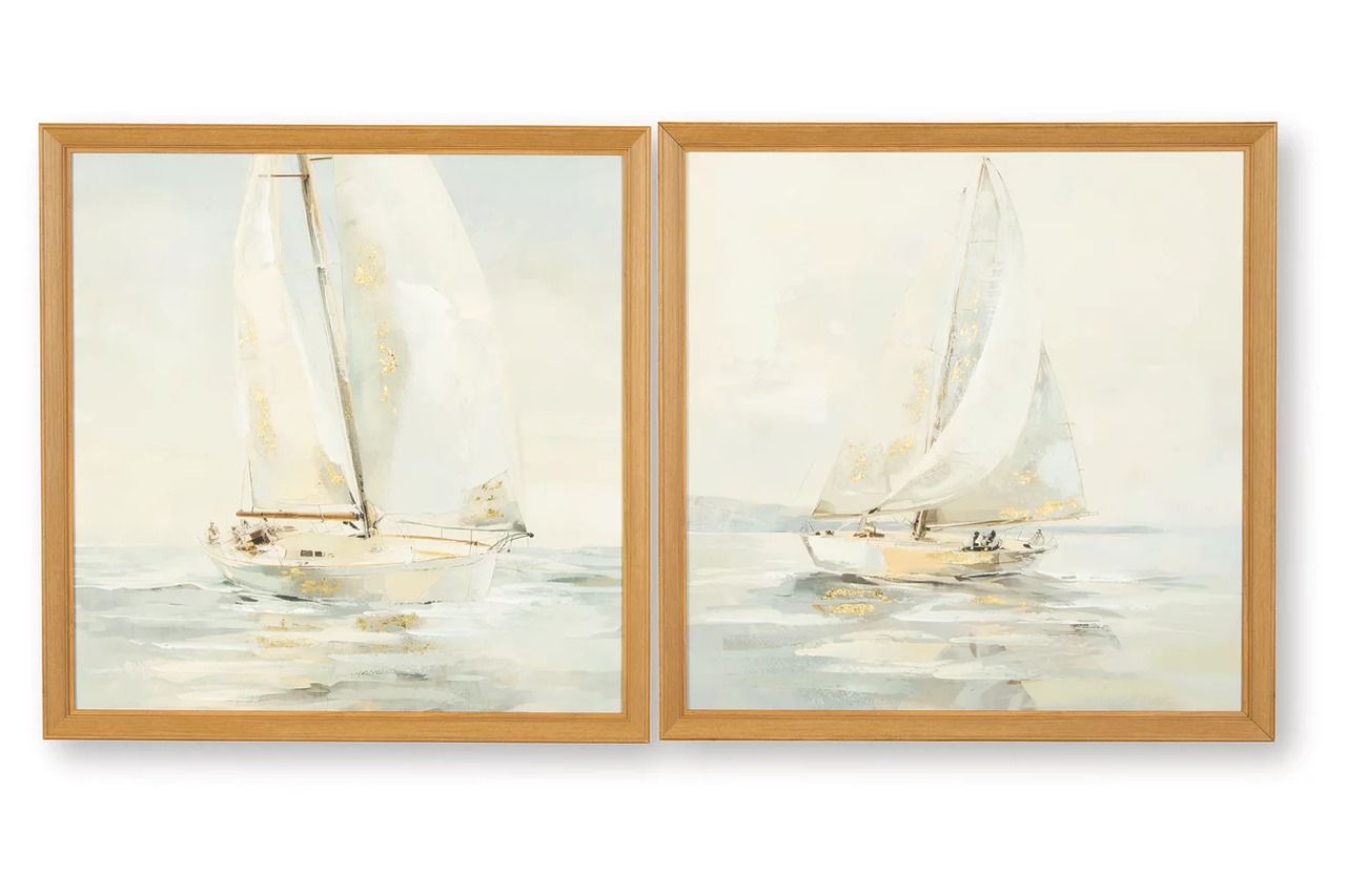 Winbrook 2 Piece Wall Art Set In Gray/Tan/Gold A8000458