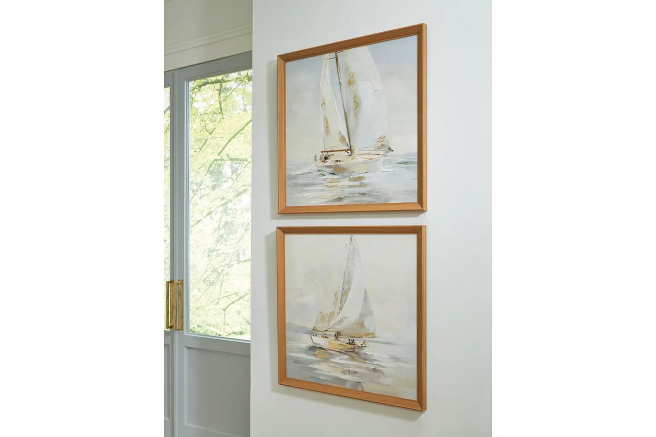 Winbrook 2 Piece Wall Art Set In Gray/Tan/Gold A8000458