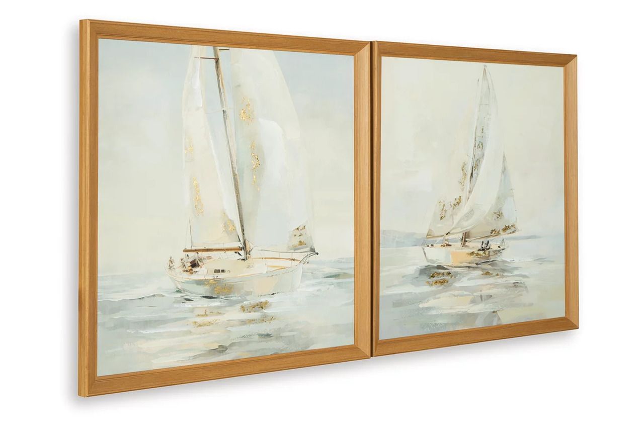 Winbrook 2 Piece Wall Art Set In Gray/Tan/Gold A8000458