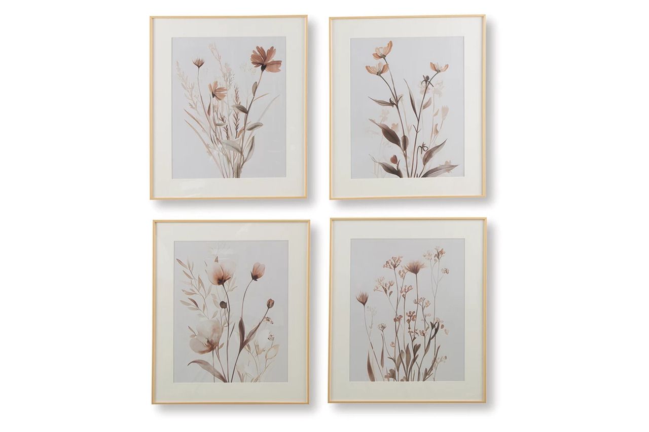 Chettings Wall Art Set of 4 In Gray and Beige A8000469