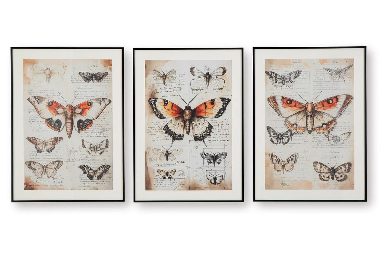 Jossletts Wall Art Set of 3 In Orange/Black/Ivory A8000490