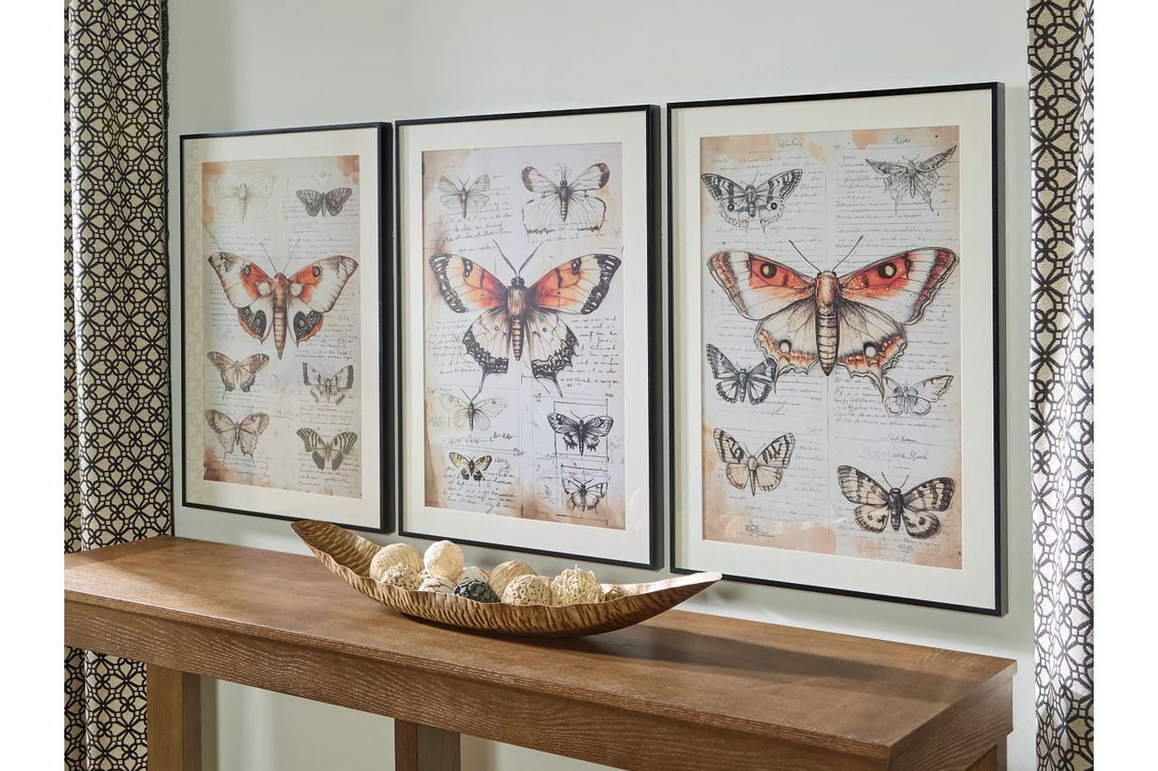 Jossletts Wall Art Set of 3 In Orange/Black/Ivory A8000490