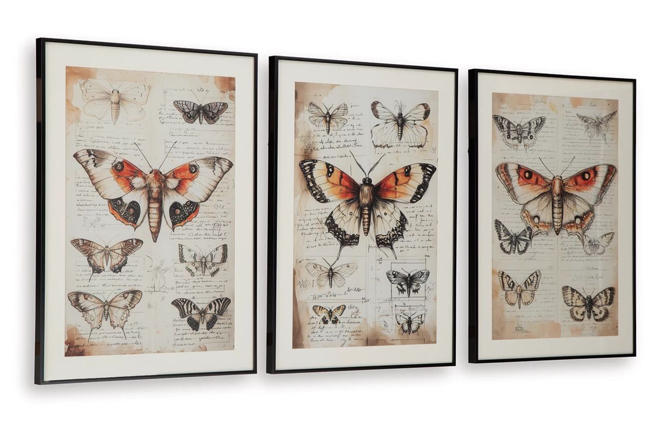 Jossletts Wall Art Set of 3 In Orange/Black/Ivory A8000490