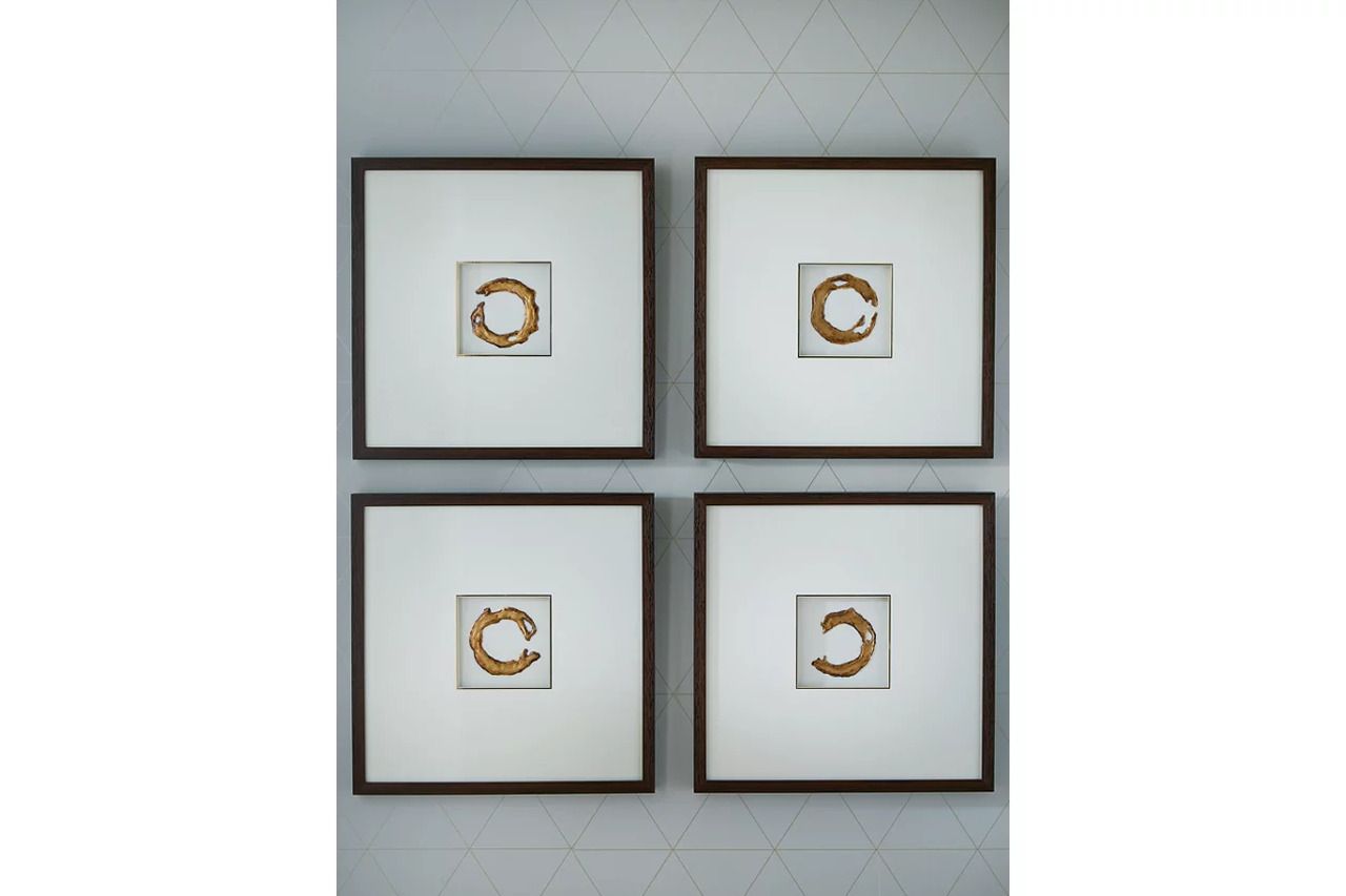 Dallbourne Wall Art Set of 4 In White and Gold A8000491