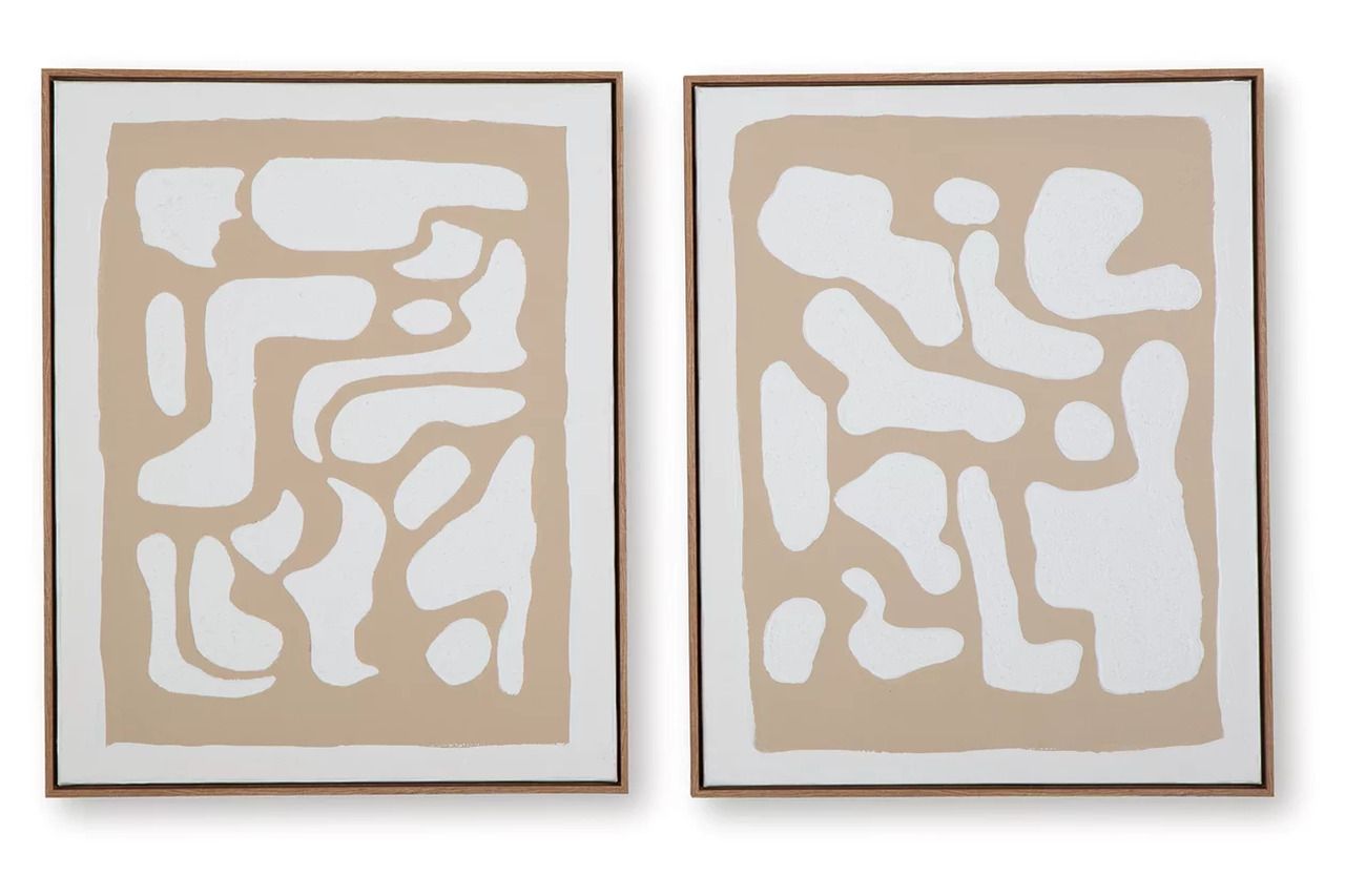 Waldett Wall Art Set of 2 In Beige and White A8000503