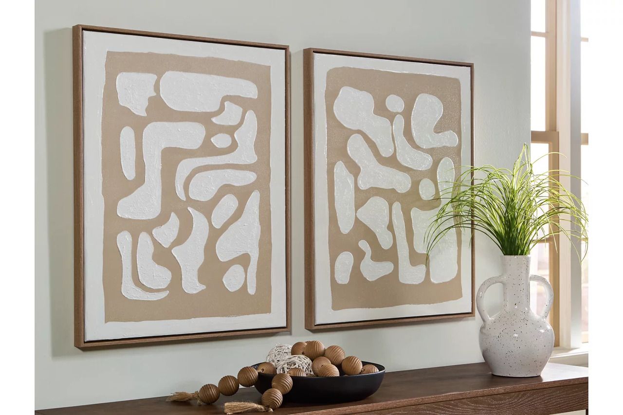 Waldett Wall Art Set of 2 In Beige and White A8000503