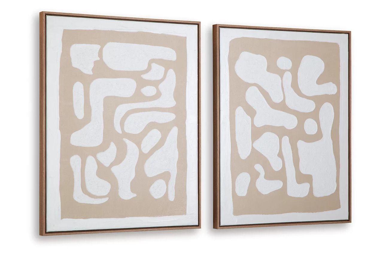 Waldett Wall Art Set of 2 In Beige and White A8000503
