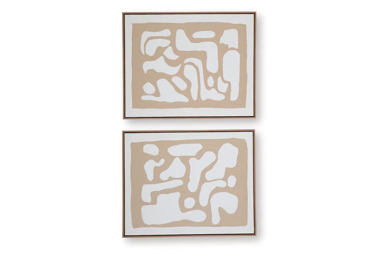 Waldett Wall Art Set of 2 In Beige and White A8000503
