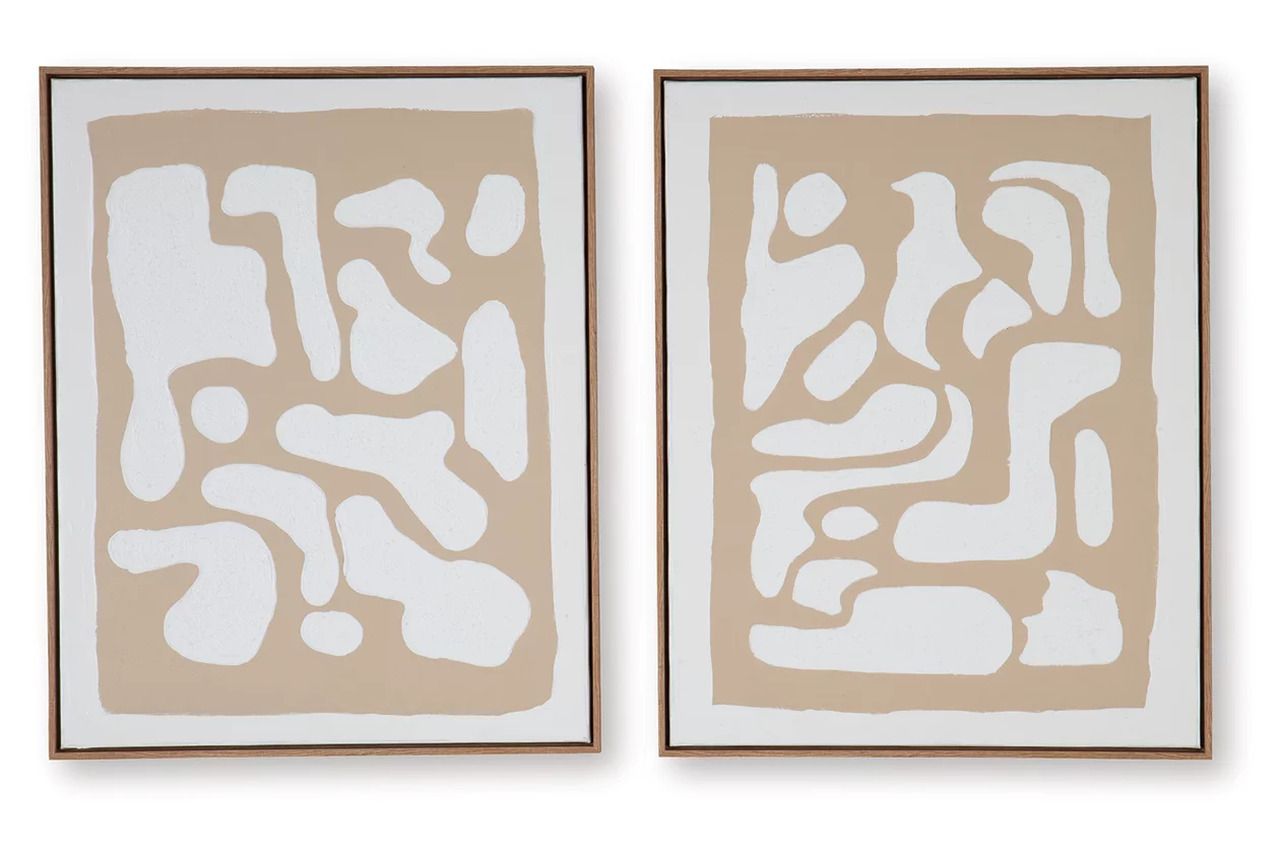 Waldett Wall Art Set of 2 In Beige and White A8000503