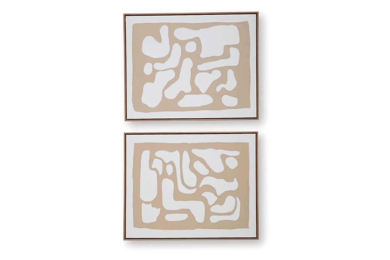 Waldett Wall Art Set of 2 In Beige and White A8000503