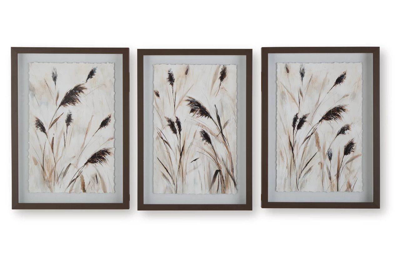 Honslow Wall Art Set of 3 In Brown/Black/White A8000506