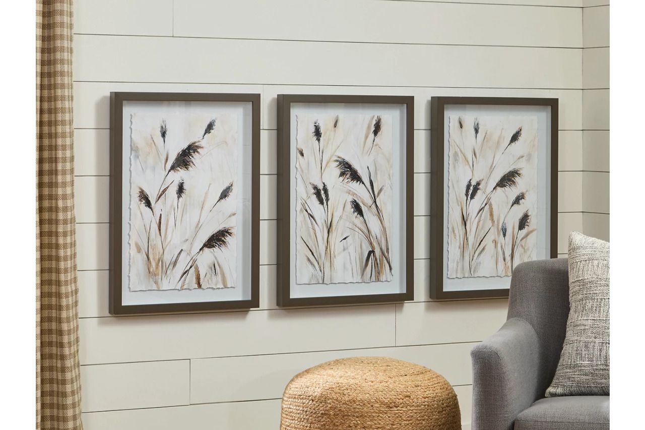 Honslow Wall Art Set of 3 In Brown/Black/White A8000506