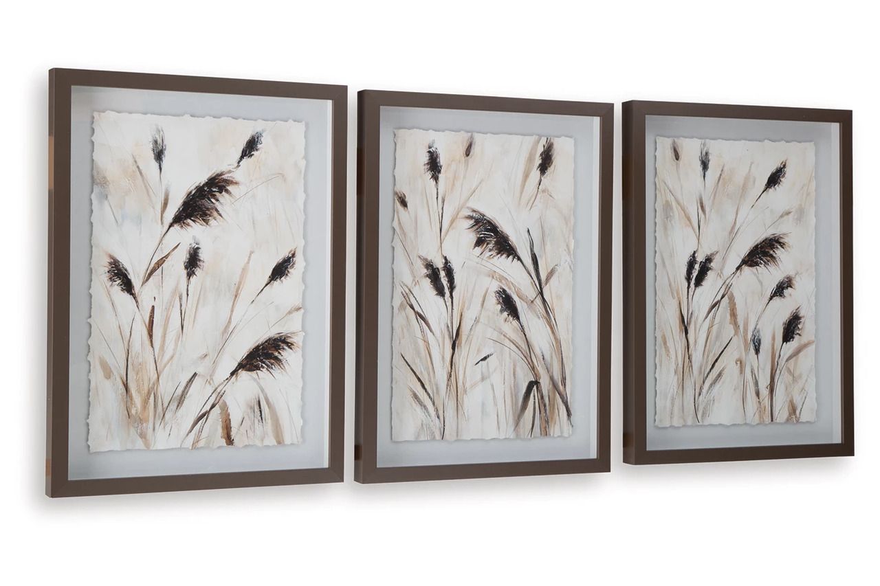Honslow Wall Art Set of 3 In Brown/Black/White A8000506