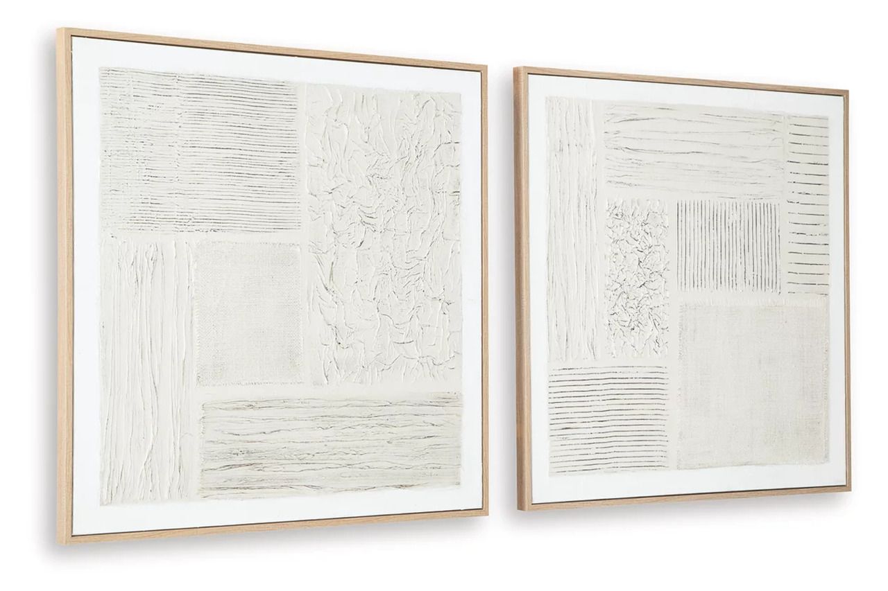 Andorfield Wall Art Set of 2 In White and Beige A8000517