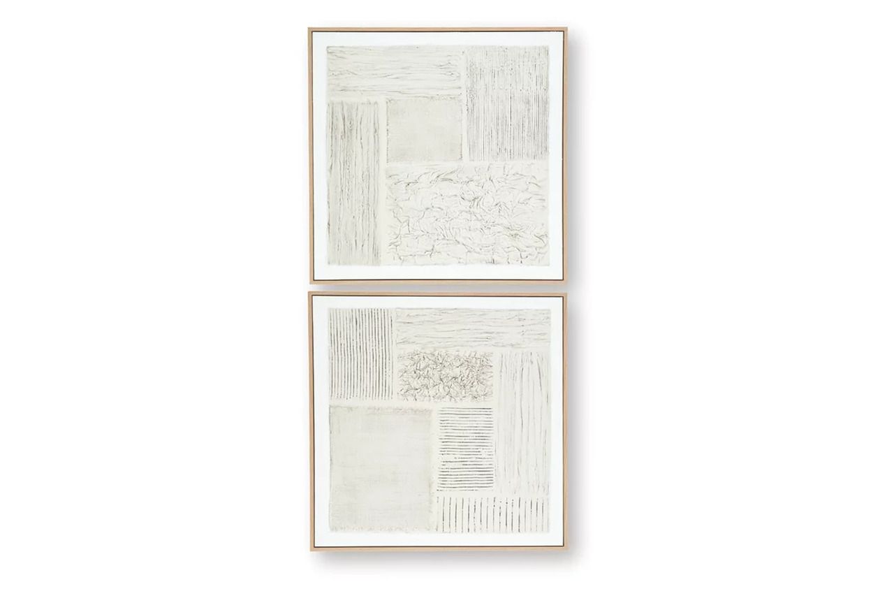 Andorfield Wall Art Set of 2 In White and Beige A8000517
