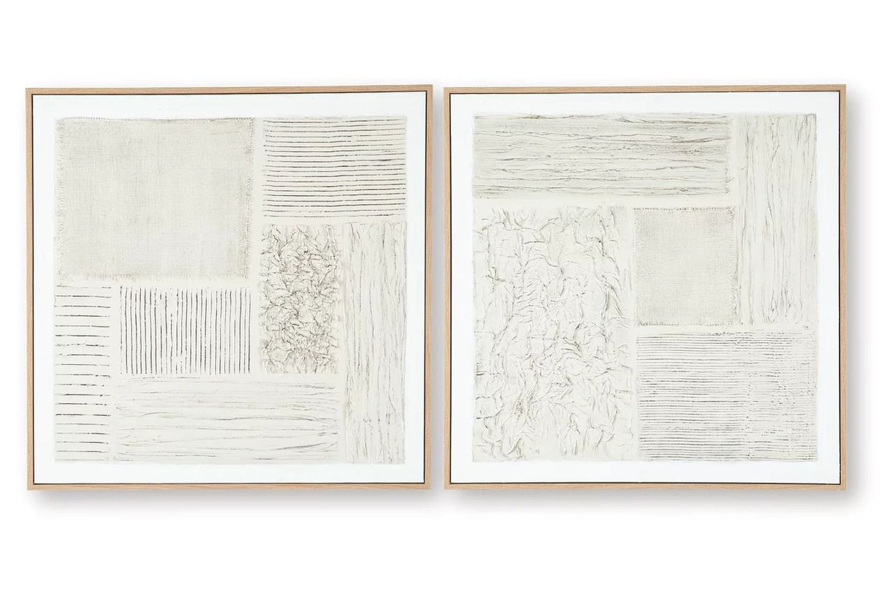 Andorfield Wall Art Set of 2 In White and Beige A8000517