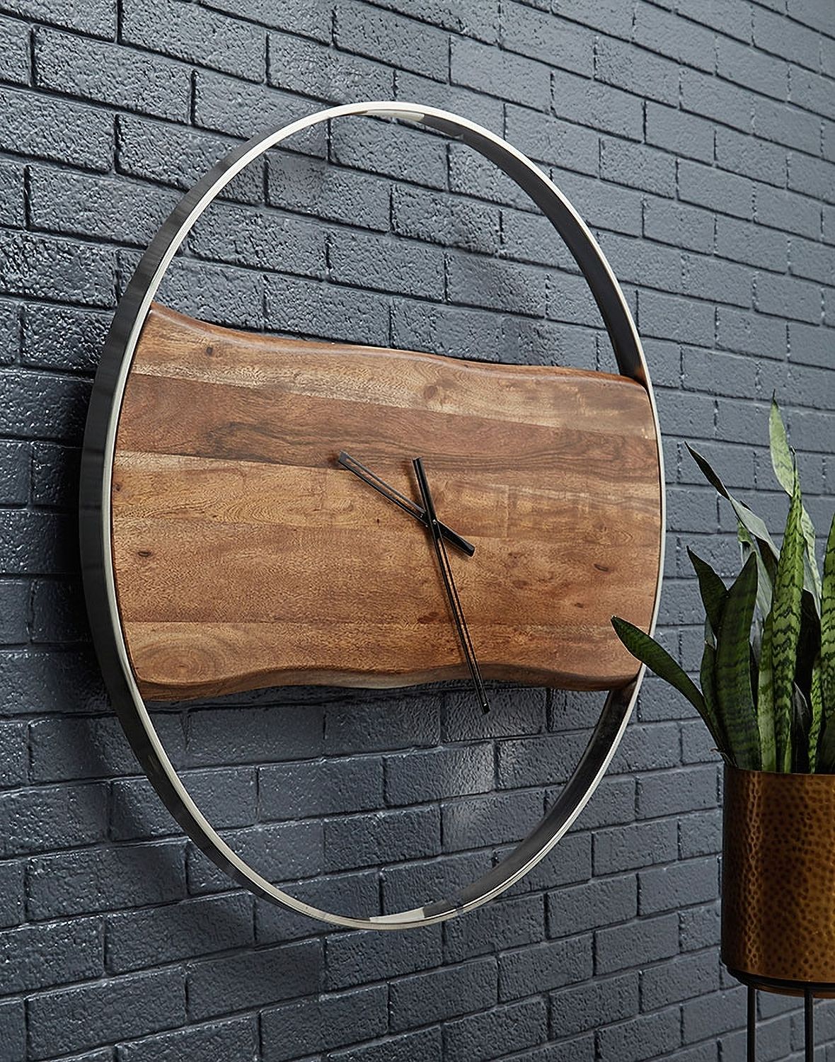 Panchali Brown/Silver Finish Wall Clock A8010198
