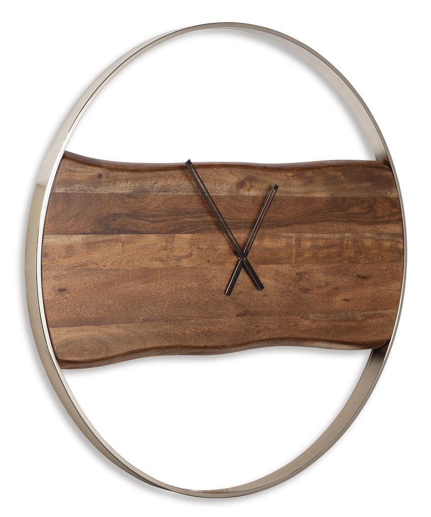 Panchali Brown/Silver Finish Wall Clock A8010198