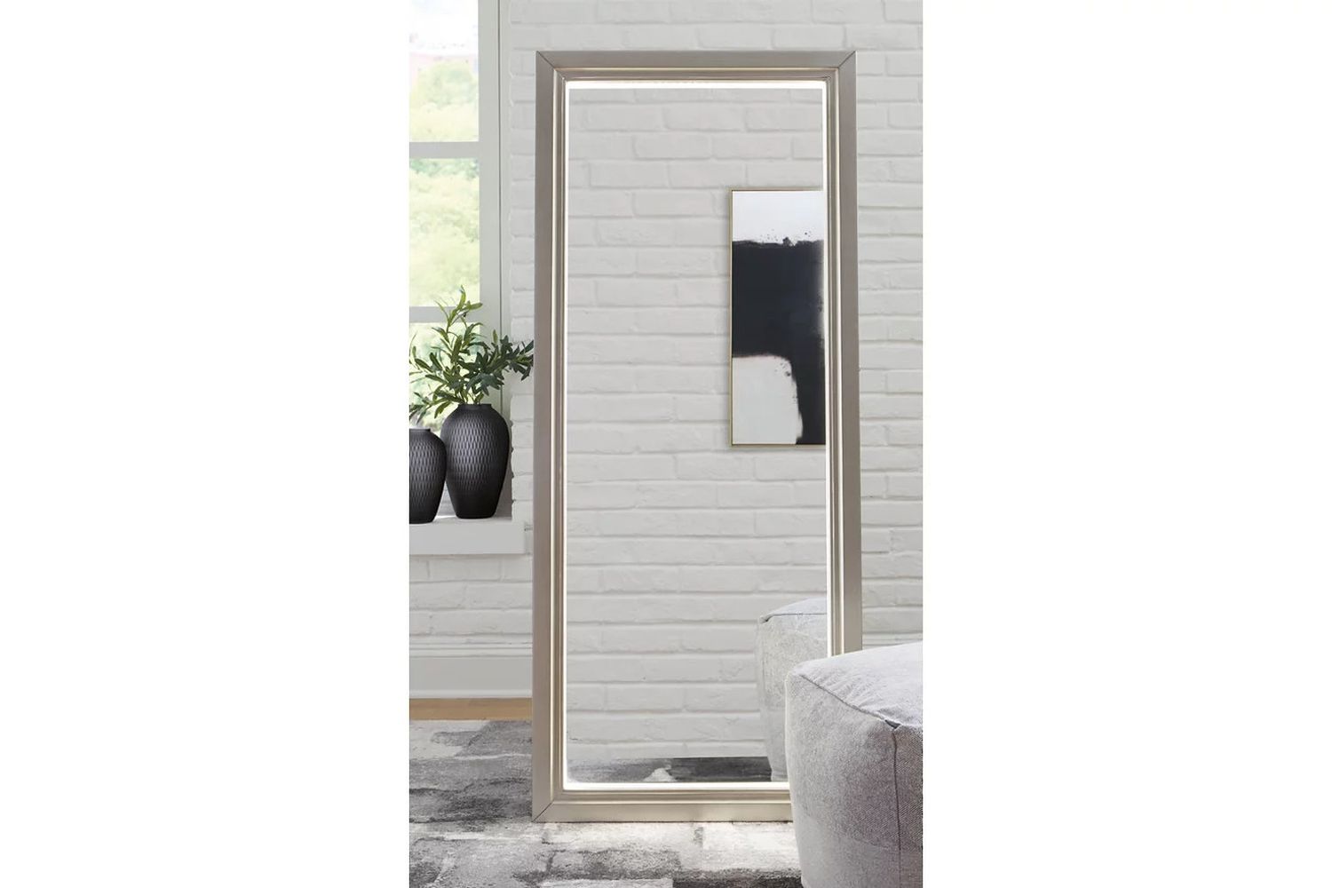 Evesen Floor Standing Mirror with Storage In Champagne A8010379