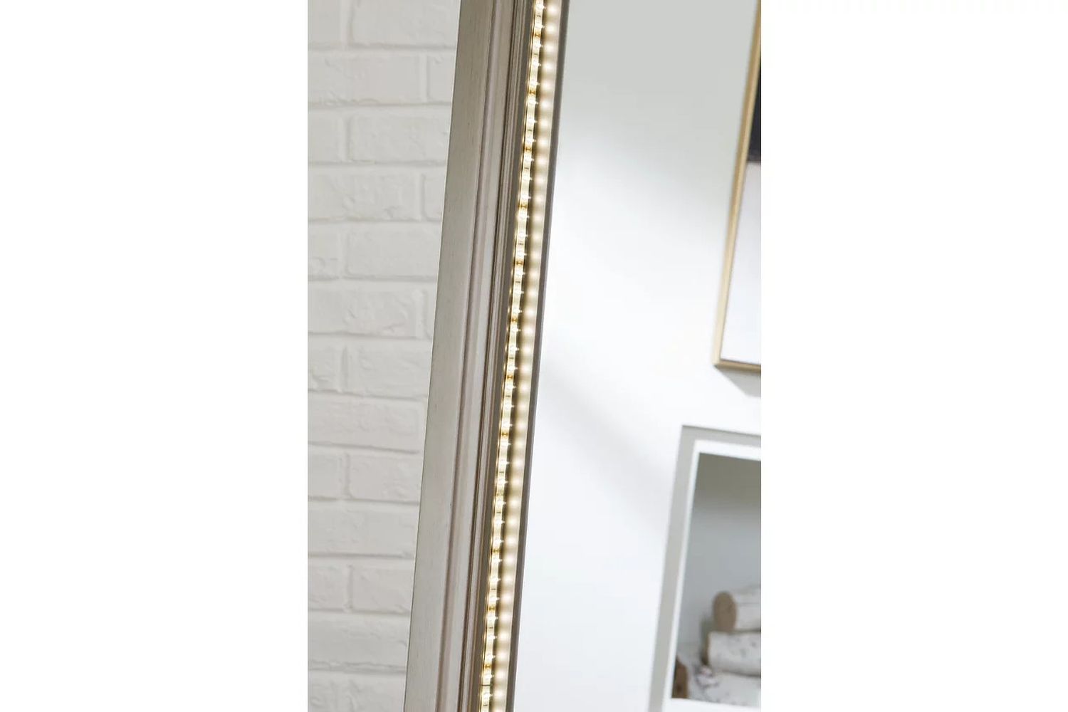 Evesen Floor Standing Mirror with Storage In Champagne A8010379