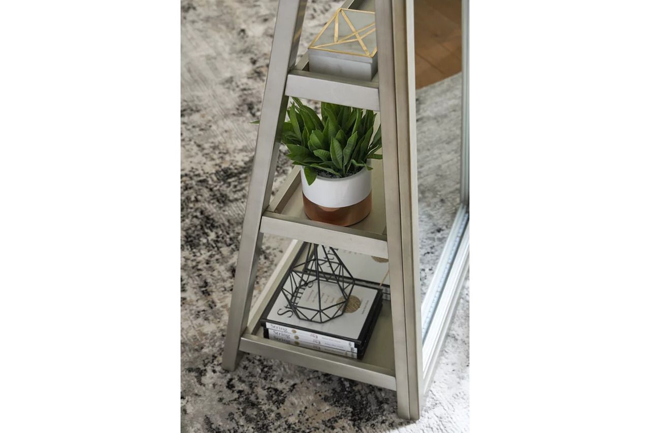 Evesen Floor Standing Storage Mirror In Champagne A8010380