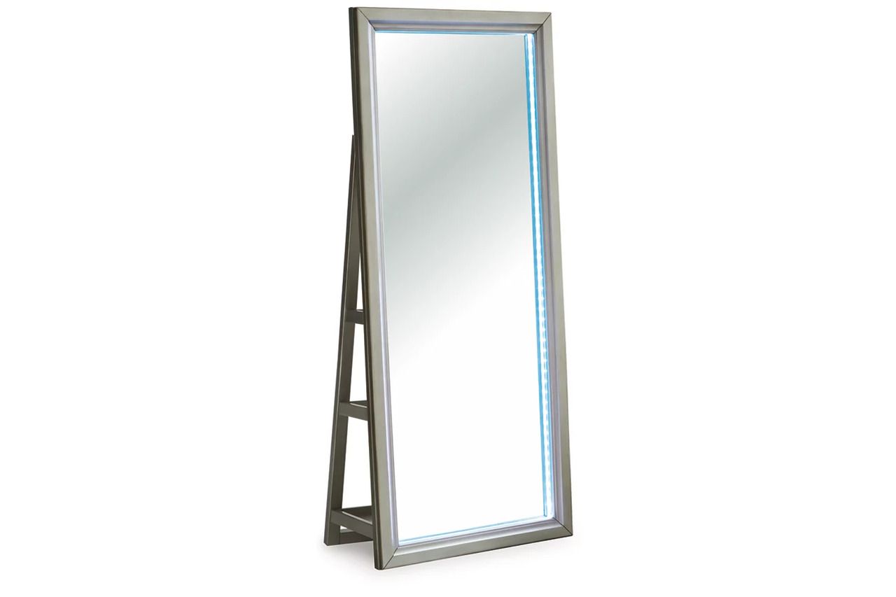Evesen Floor Standing Storage Mirror In Champagne A8010380