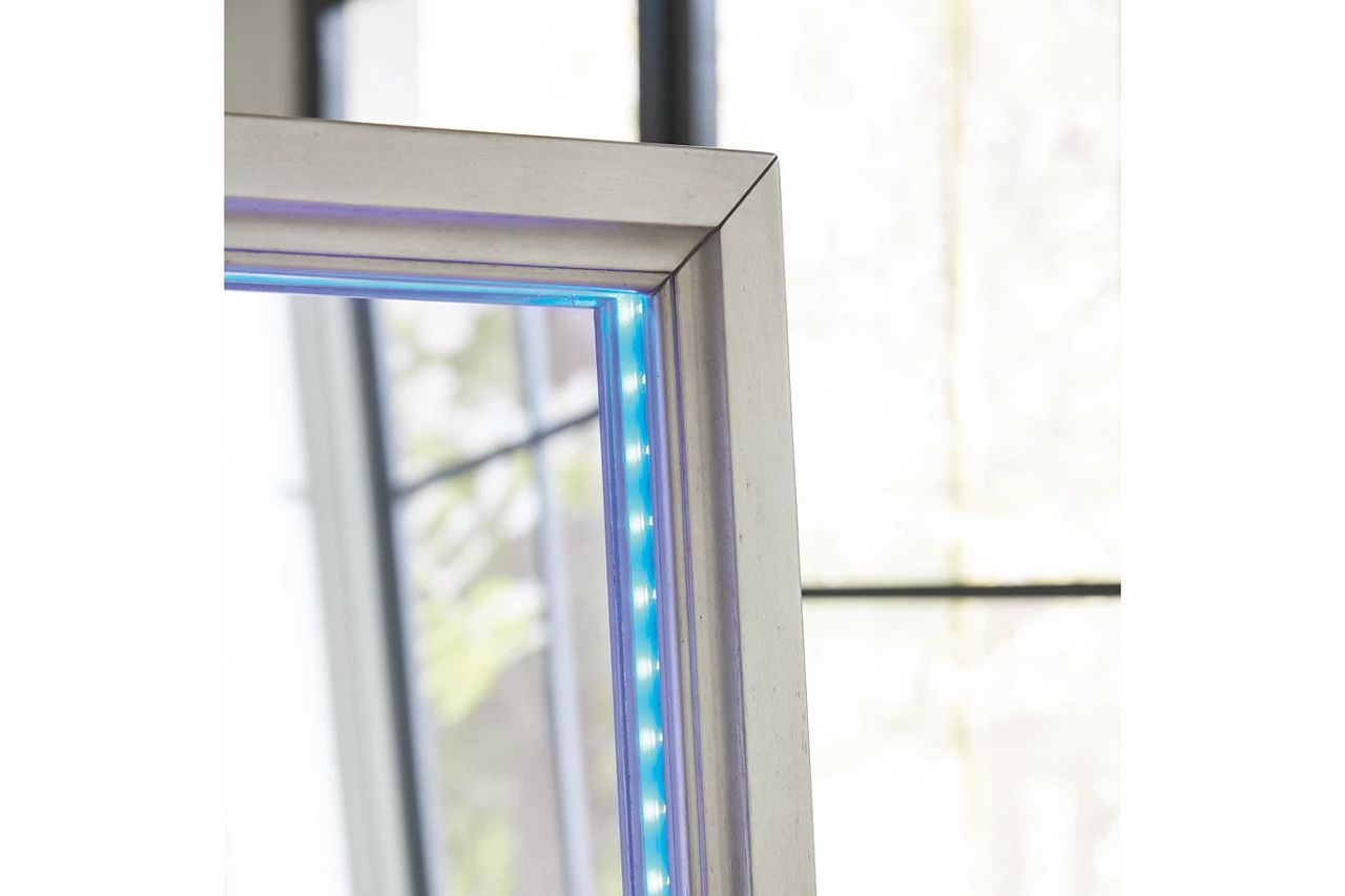 Evesen Floor Standing Storage Mirror In Champagne A8010380
