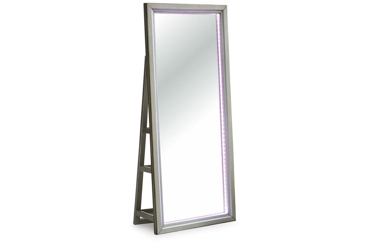 Evesen Floor Standing Storage Mirror In Champagne A8010380