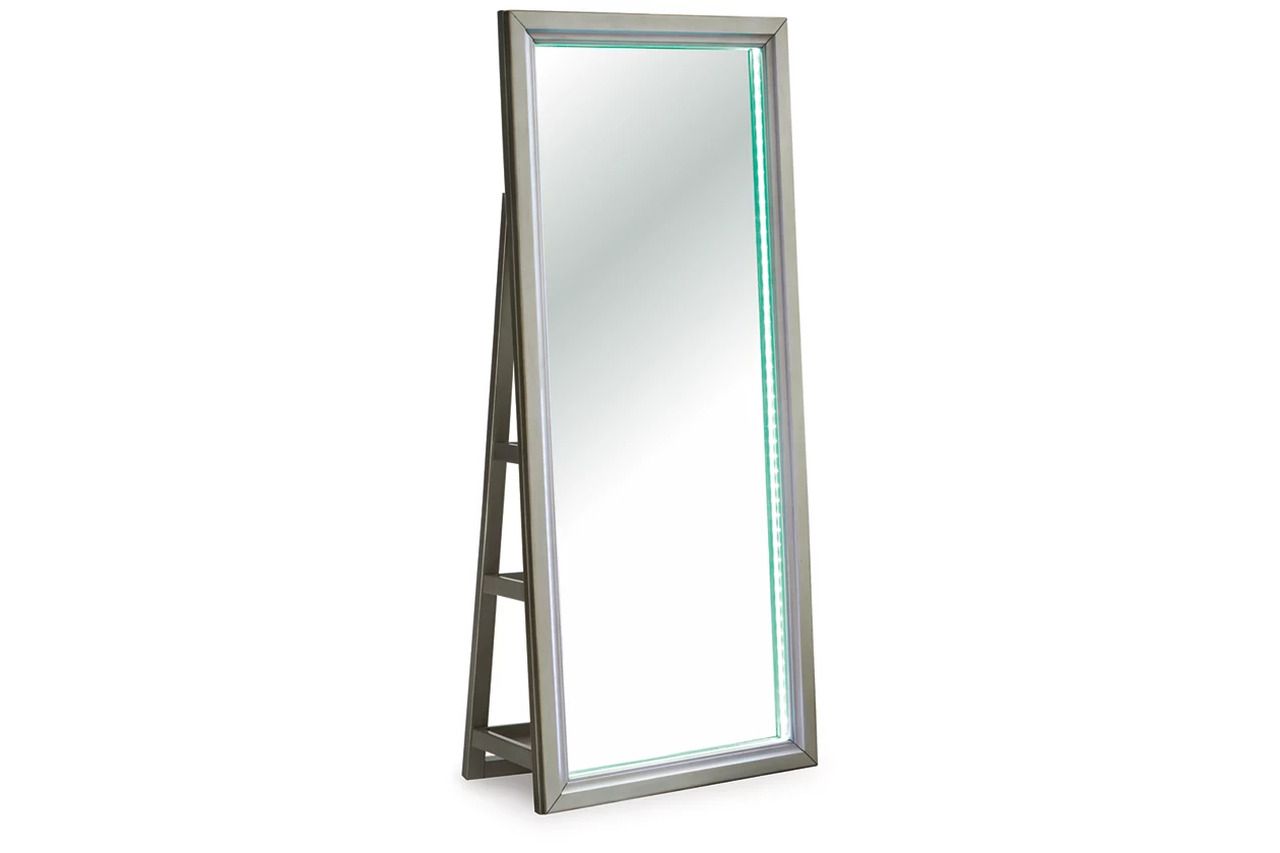 Evesen Floor Standing Storage Mirror In Champagne A8010380