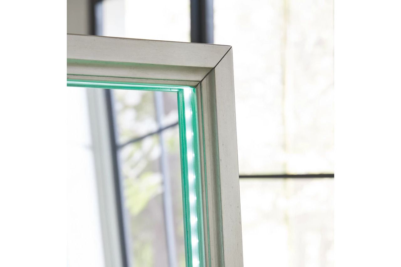 Evesen Floor Standing Storage Mirror In Champagne A8010380