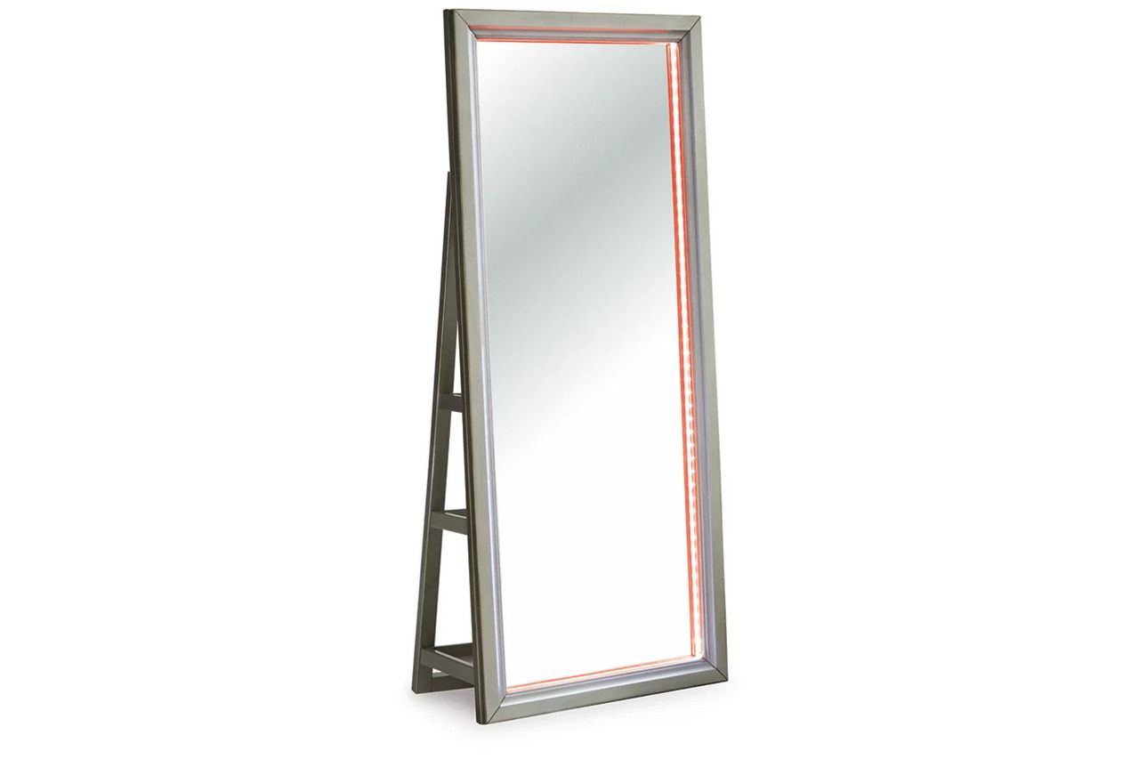 Evesen Floor Standing Storage Mirror In Champagne A8010380