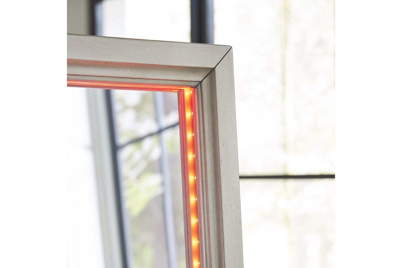 Evesen Floor Standing Storage Mirror In Champagne A8010380