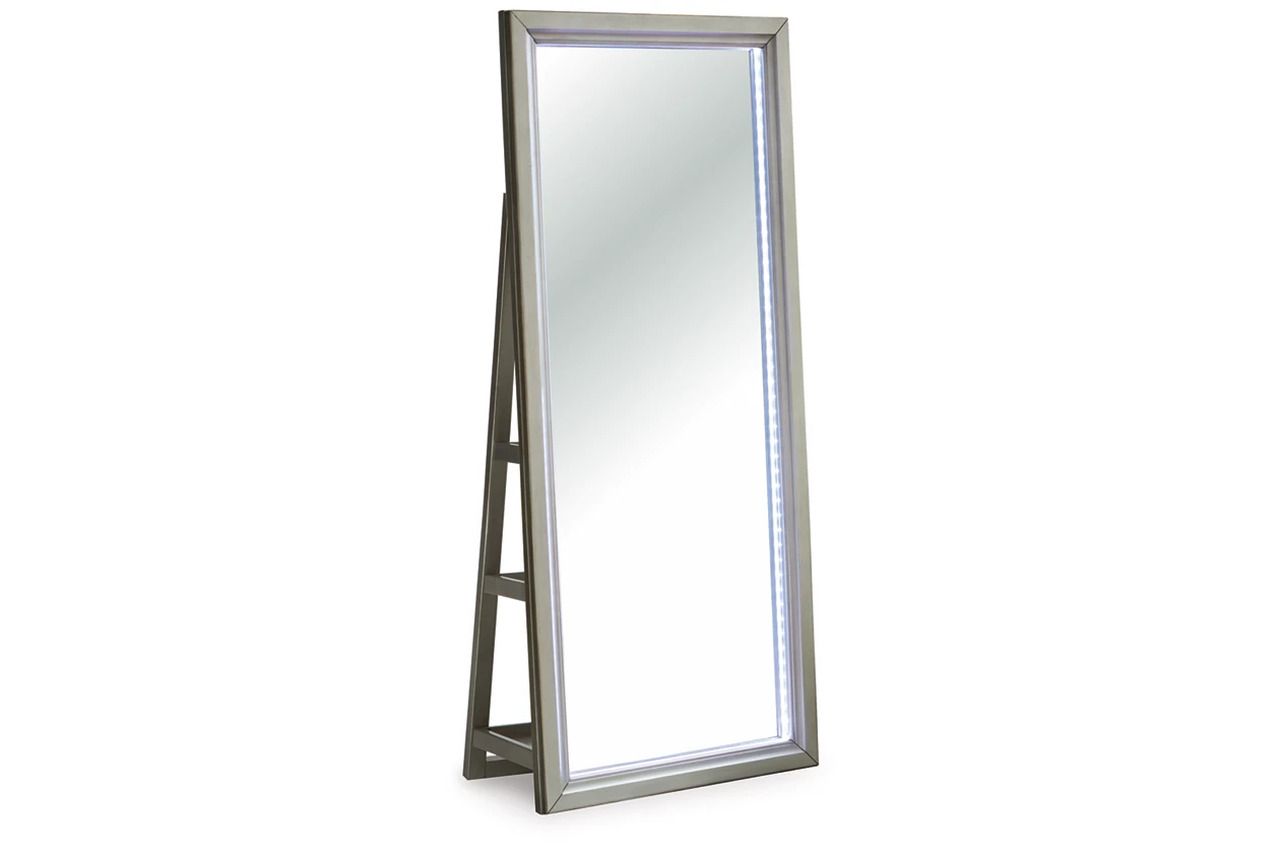Evesen Floor Standing Storage Mirror In Champagne A8010380