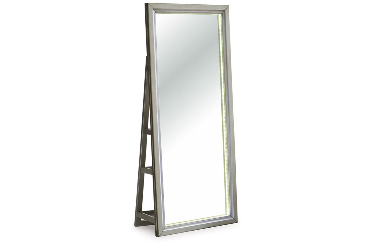 Evesen Floor Standing Storage Mirror In Champagne A8010380