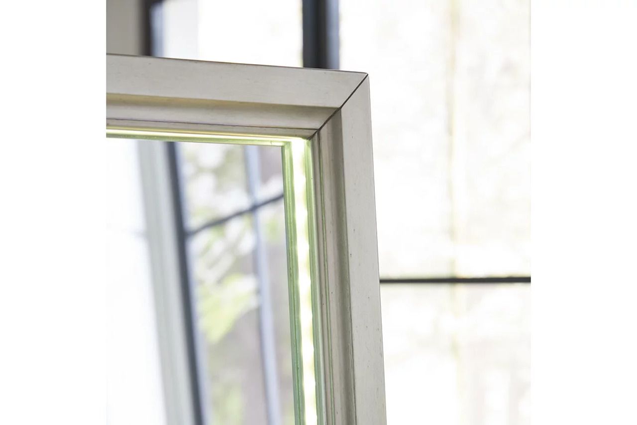 Evesen Floor Standing Storage Mirror In Champagne A8010380