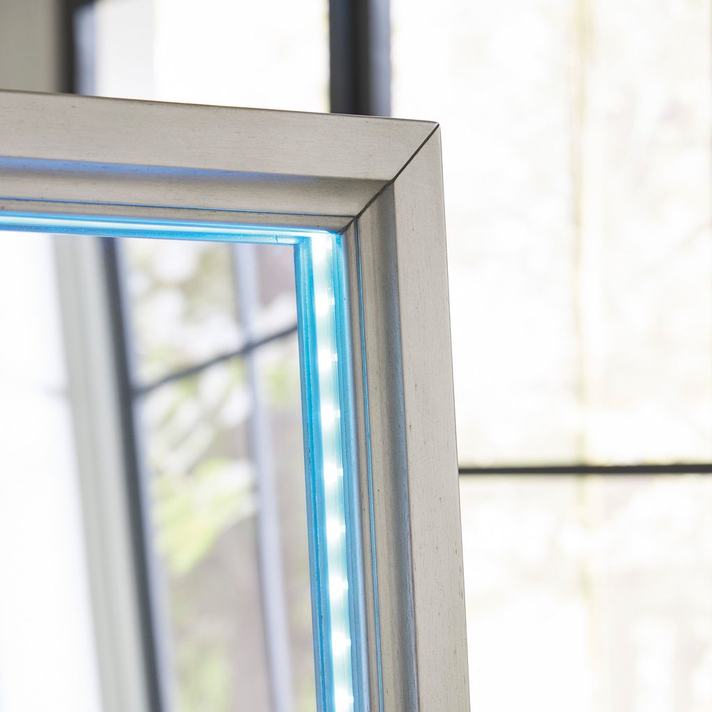 Evesen Floor Standing Storage Mirror In Champagne A8010380