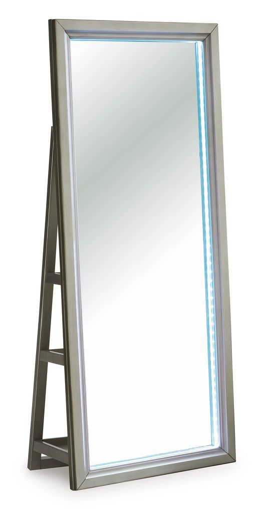 Evesen Floor Standing Storage Mirror In Champagne A8010380