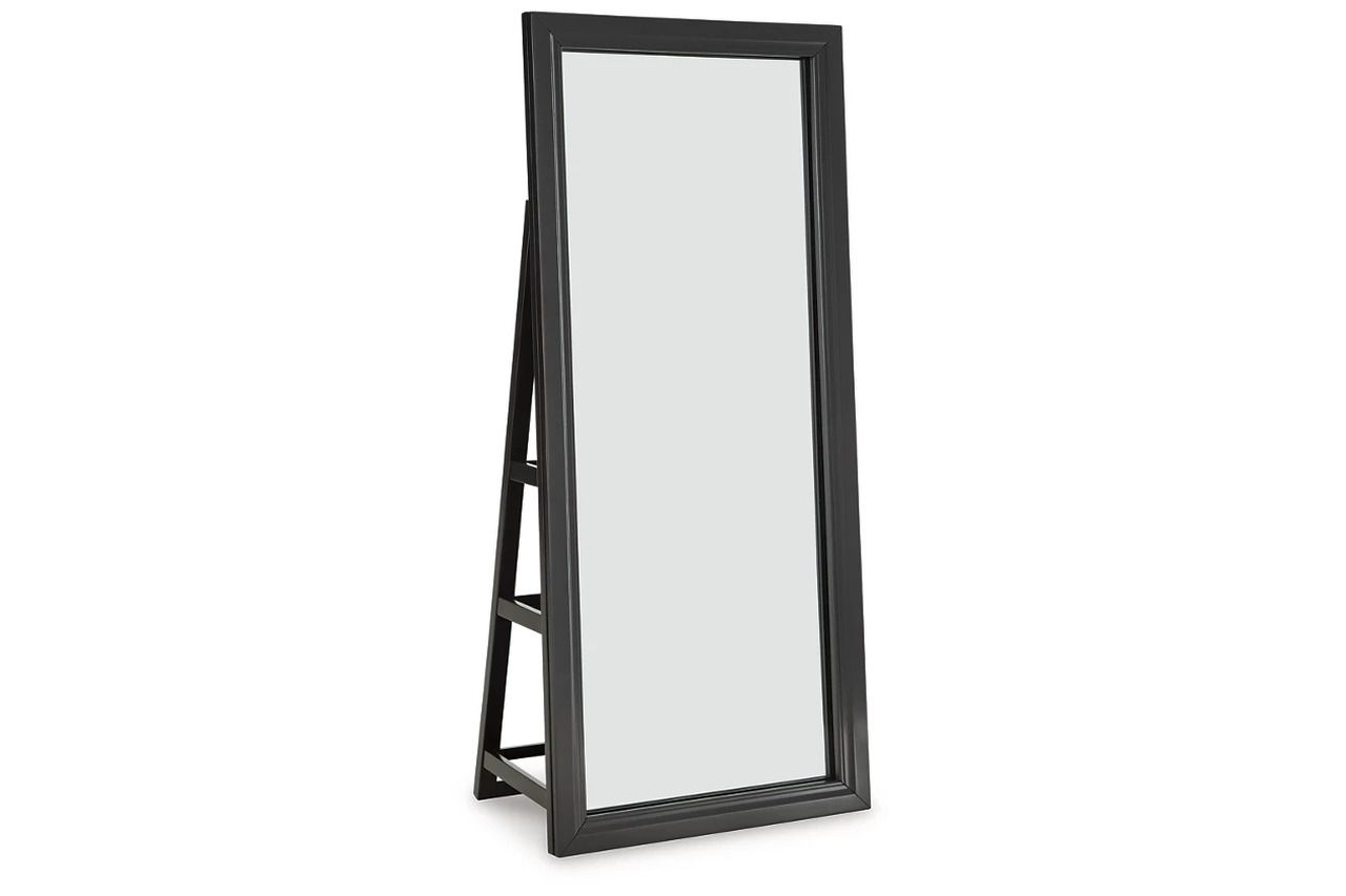 Evesen Floor Standing Mirror/Storage In Black A8010384