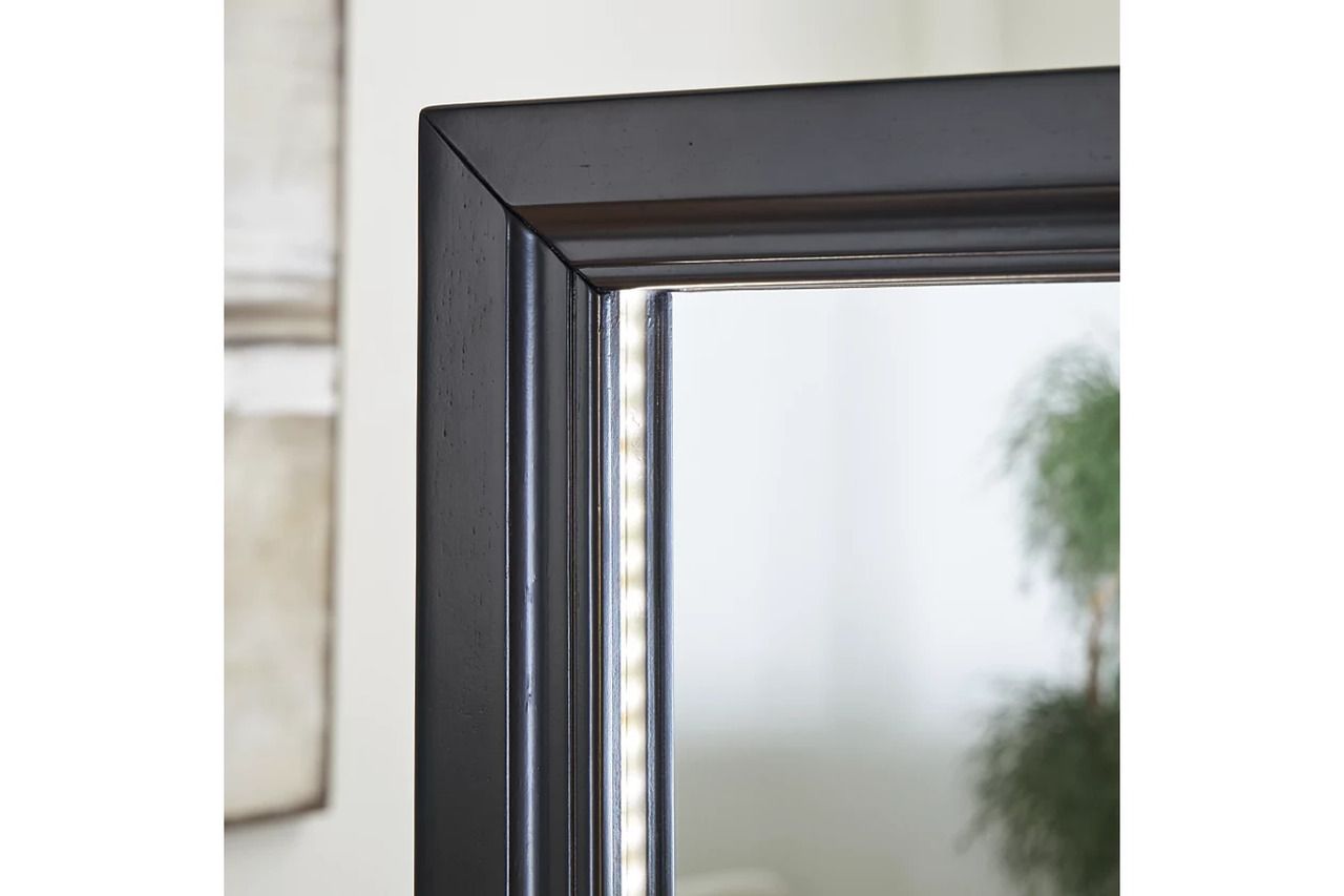Evesen Floor Standing Mirror/Storage In Black A8010384