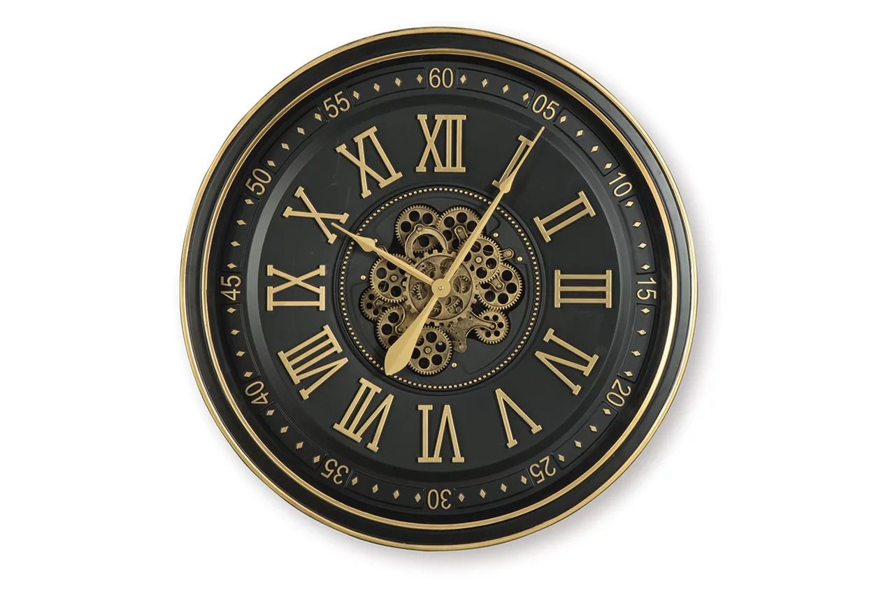 Dairton Wall Clock In Black/Gold A8010385