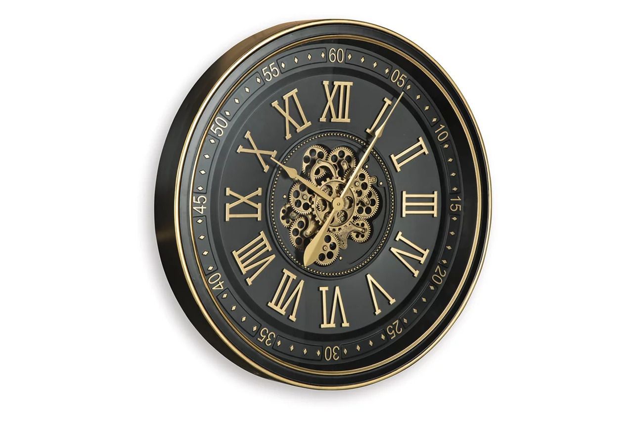 Dairton Wall Clock In Black/Gold A8010385