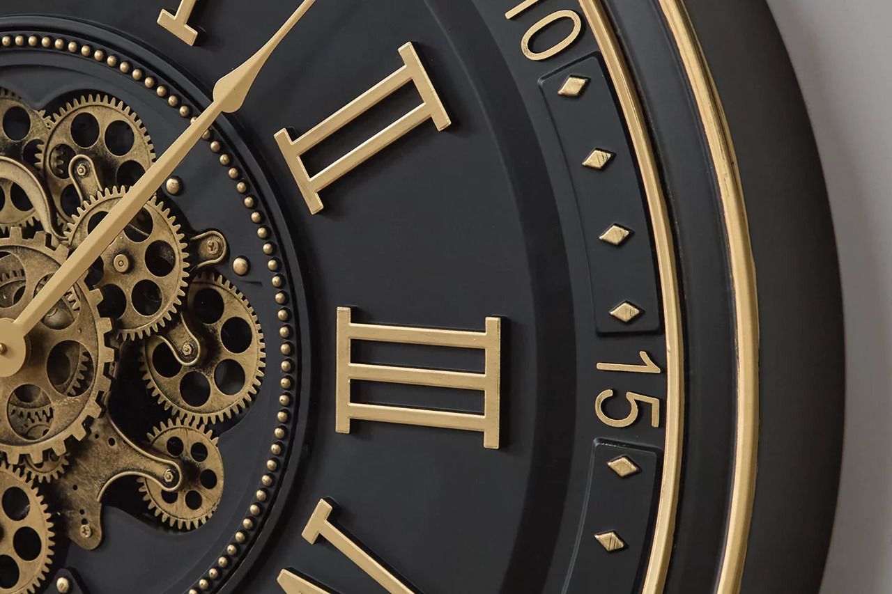 Dairton Wall Clock In Black/Gold A8010385