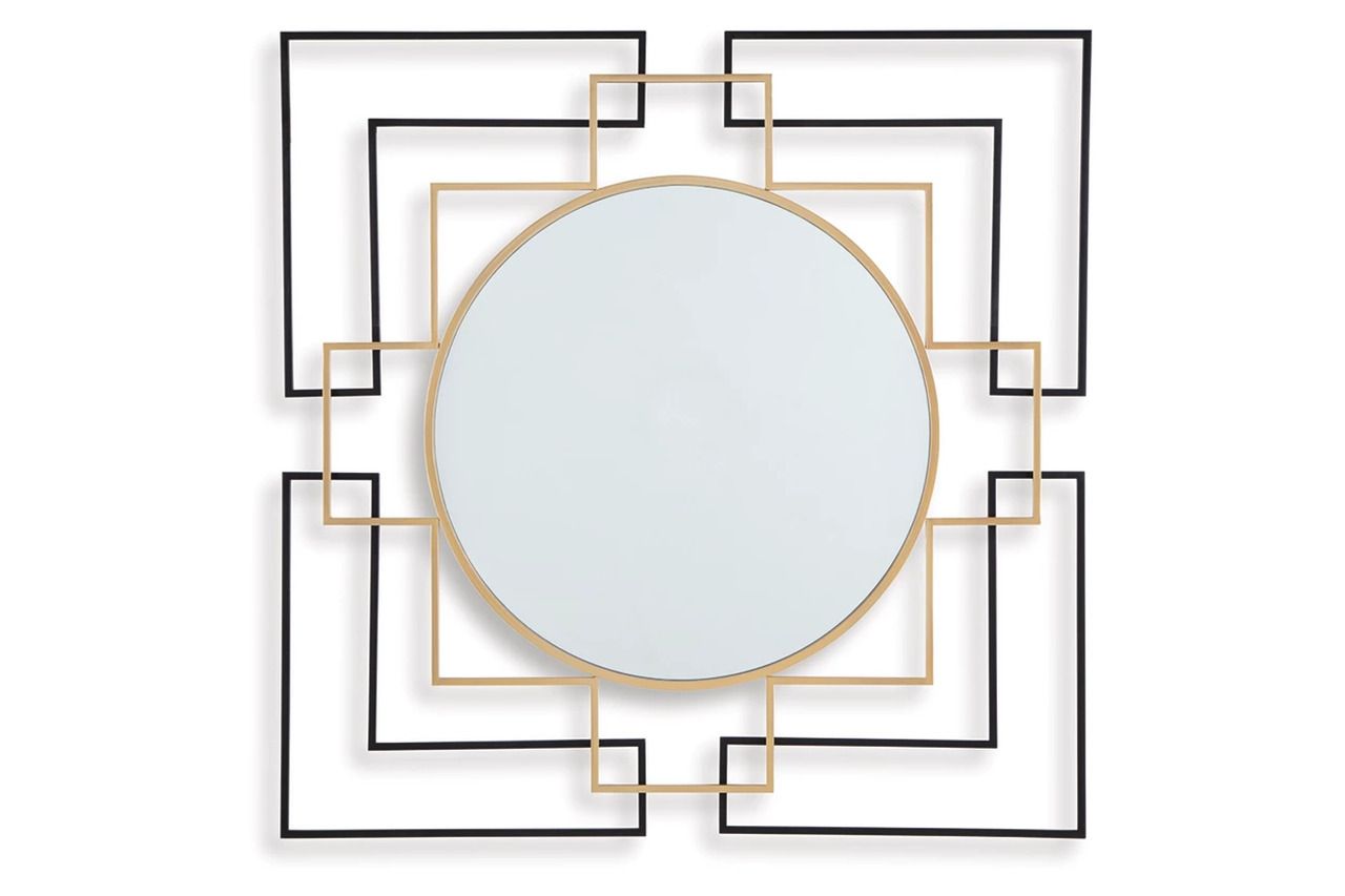 Oceanal Accent Mirror In Black and Gold A8010394