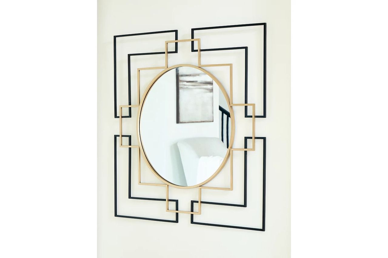 Oceanal Accent Mirror In Black and Gold A8010394
