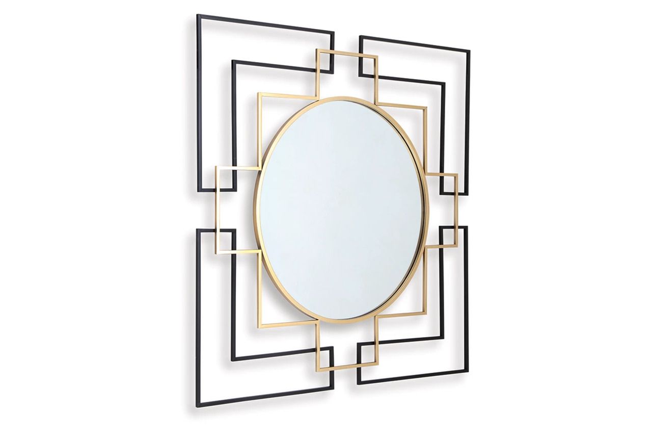 Oceanal Accent Mirror In Black and Gold A8010394