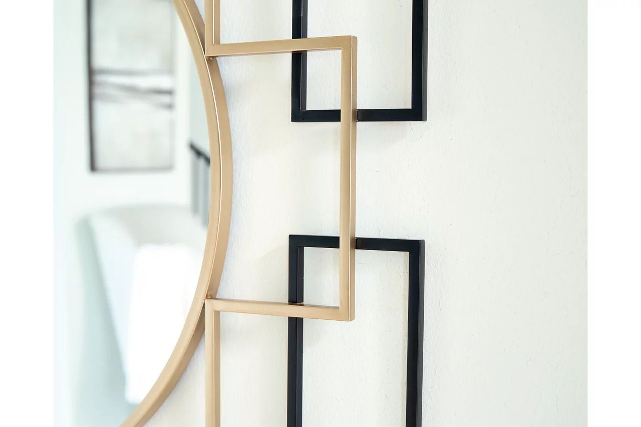 Oceanal Accent Mirror In Black and Gold A8010394